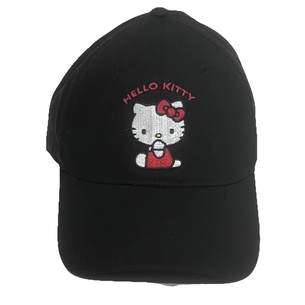 Hello Kitty Women Adjustable Baseball Cap Black Embroidered Logo Hat